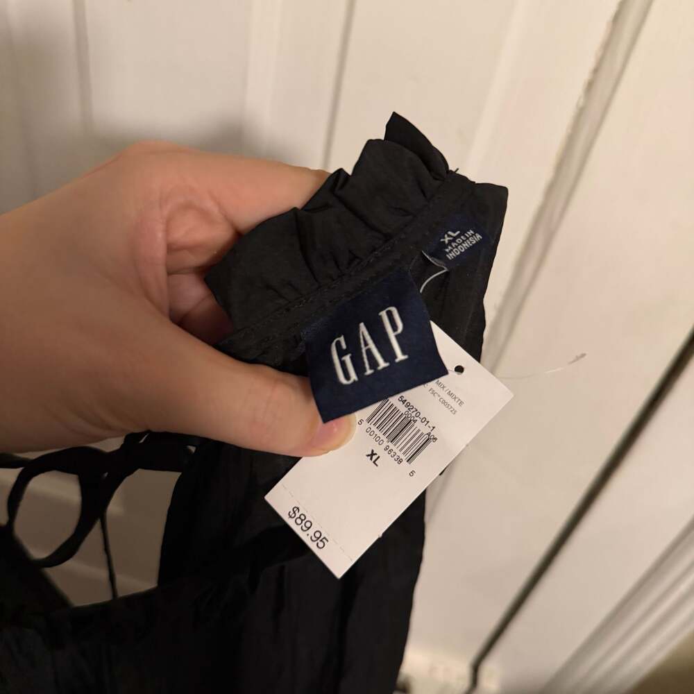 Gap Satin High Neck Tiered Midi Dress Black XL - Picture 4 of 10